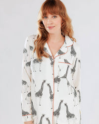 Chelsea Peers - Organic Cotton Cream Giraffe Print: Cream