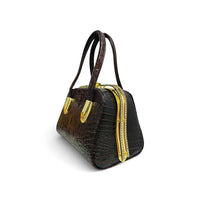 Small Medium Croc Pattern Diamante Top Handle Shiny Bag