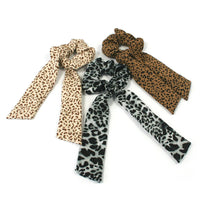 Animal Print Hair Scrunchie with Scarf Tassel