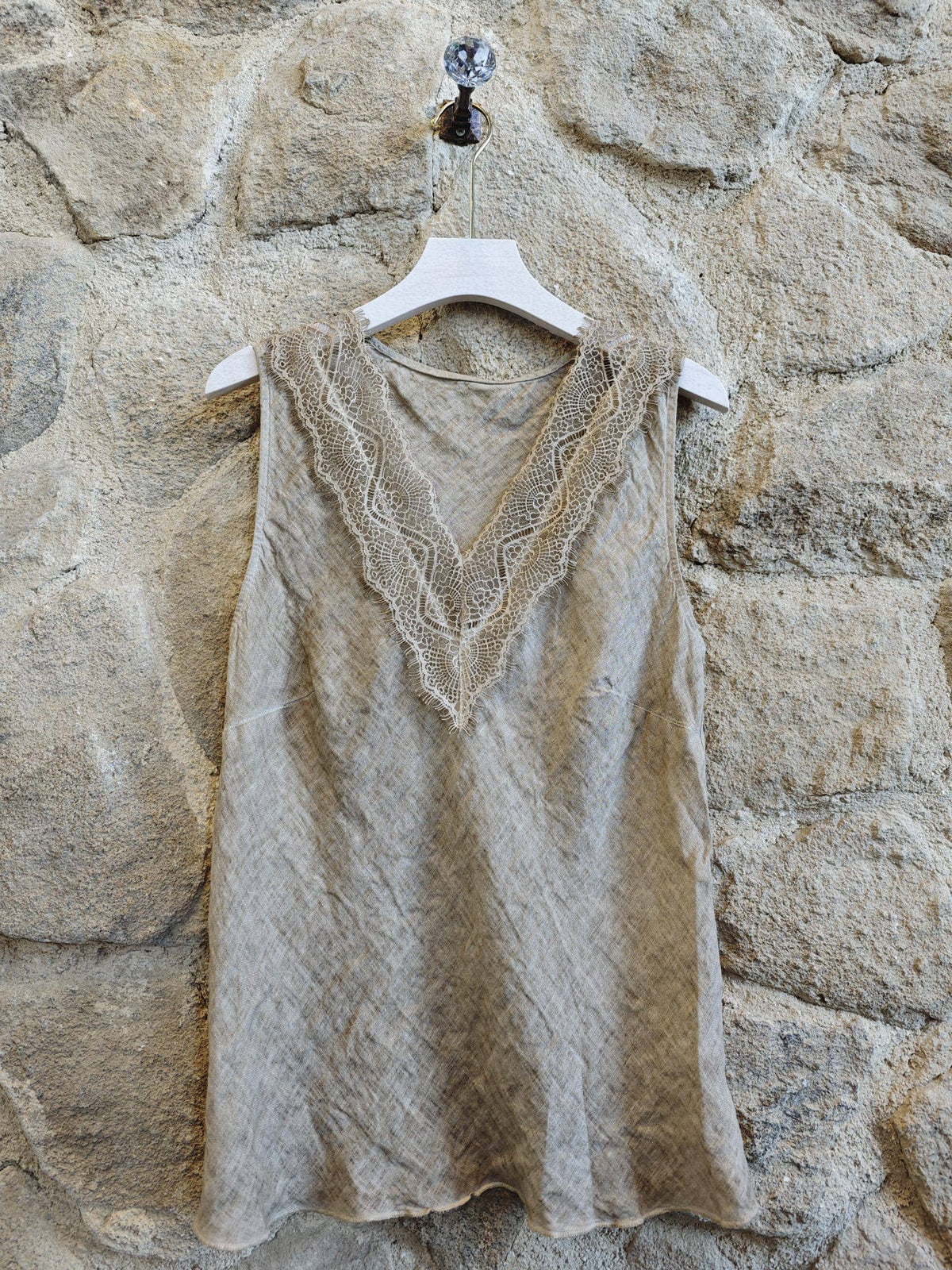 100% Linen V Neck Vest T-shirt Ref-23469