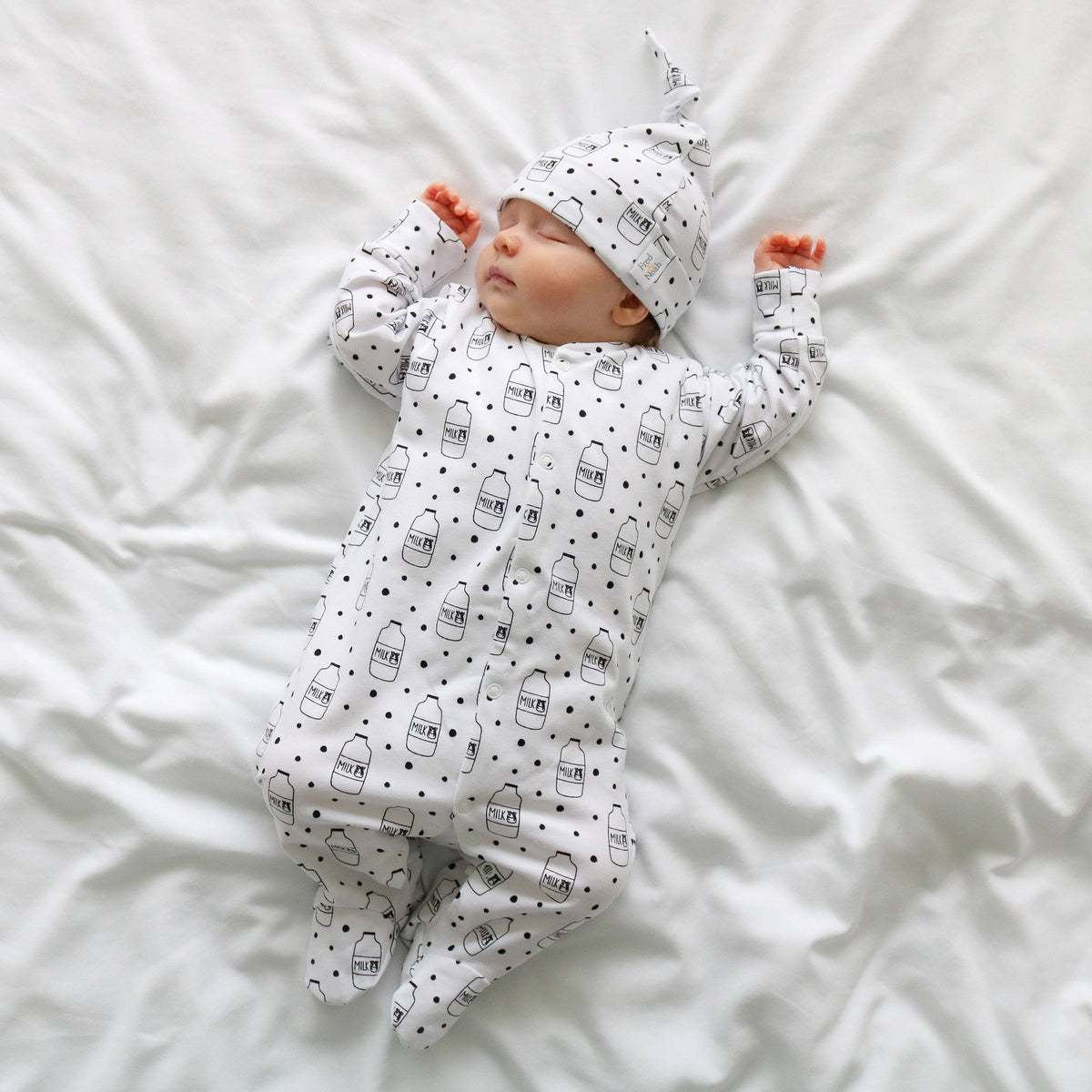 Unisex Baby Cotton Sleepsuit (Onesie) – Milk Bottle Print