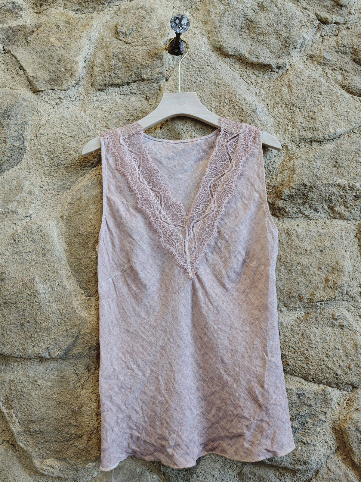 100% Linen V Neck Vest T-shirt Ref-23469
