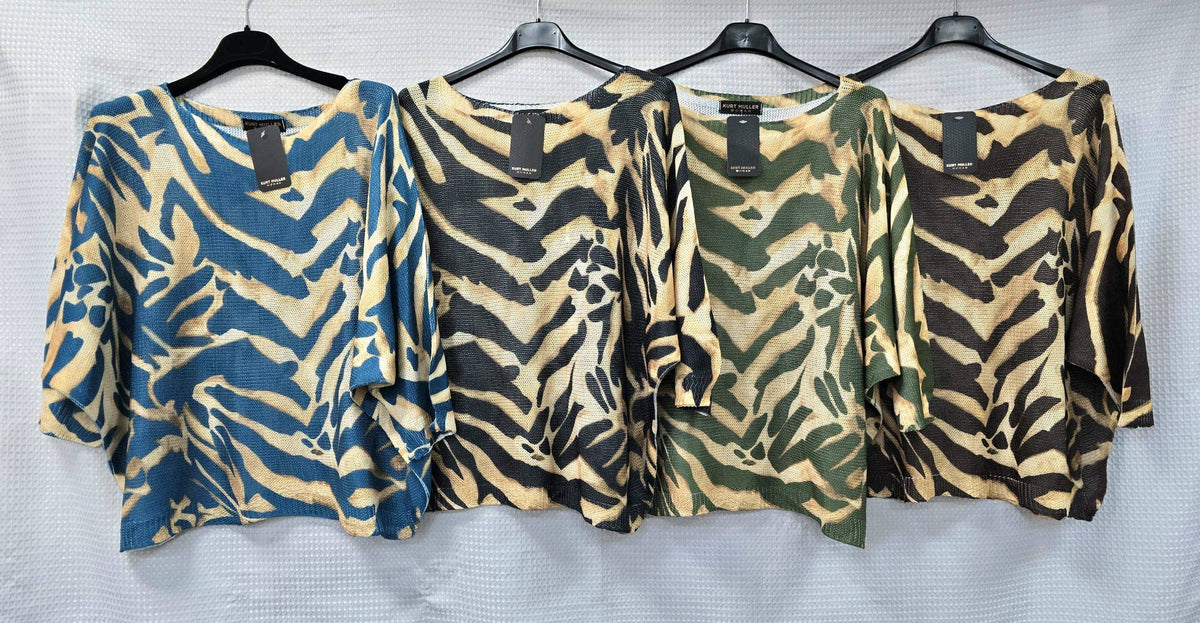 Zebra Printed Fine Mesh Knit Top