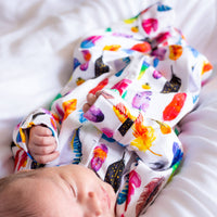 Unisex Baby Cotton Sleepsuit (Onesie) Rainbow Feather Print