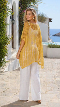 Italian Cotton Mesh Knit Top – Lightweight Beach Cover-Up | Oversized Summer Layering UK