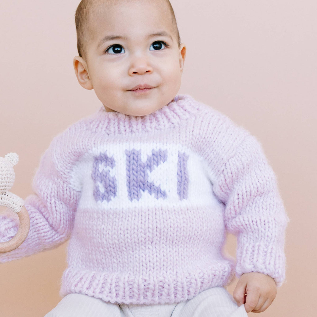 The Blueberry Hill - Ski Sweater, Baby Pink Winter Snow Jumper and Hat Set