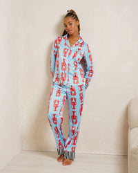 Chelsea Peers - Satin Lobster Print Long Pyjama Set