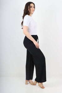 Italian Elastic Waistband Drawstring Wide Leg Trousers