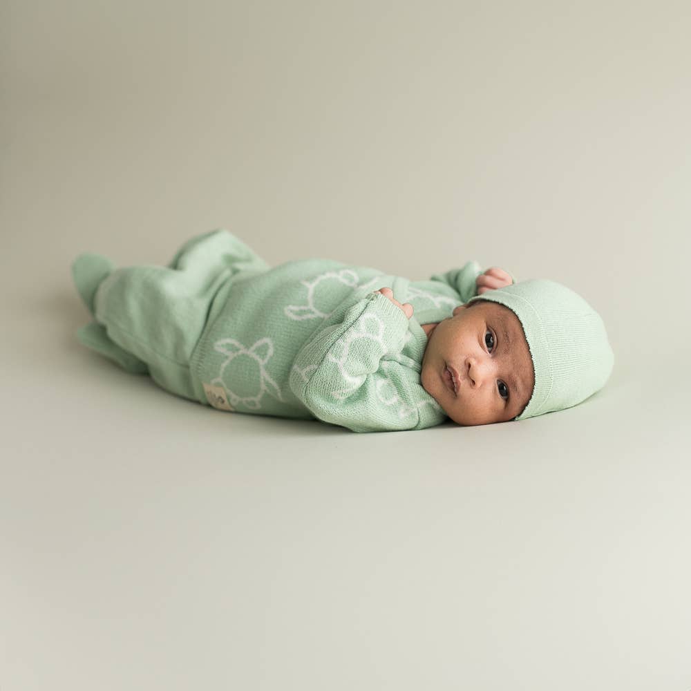 Newborn/ Home Coming Set - Mint with cream turtle design