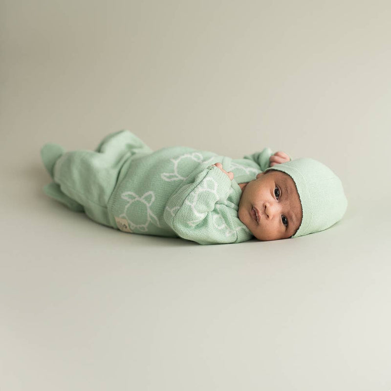 Newborn/ Home Coming Set - Mint with cream turtle design