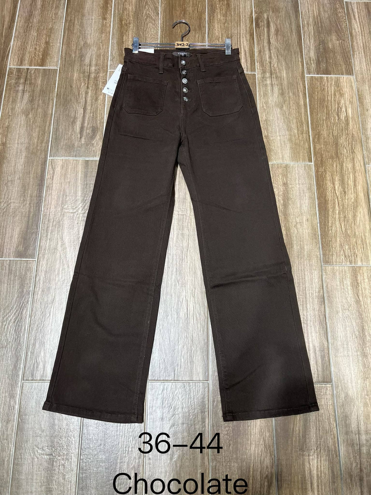 Chocolate Brown Two Front Pocket Wide Leg Voggo Jean