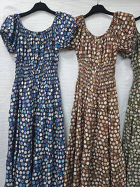 Tonal Polka Dot Midi Bardot Dress