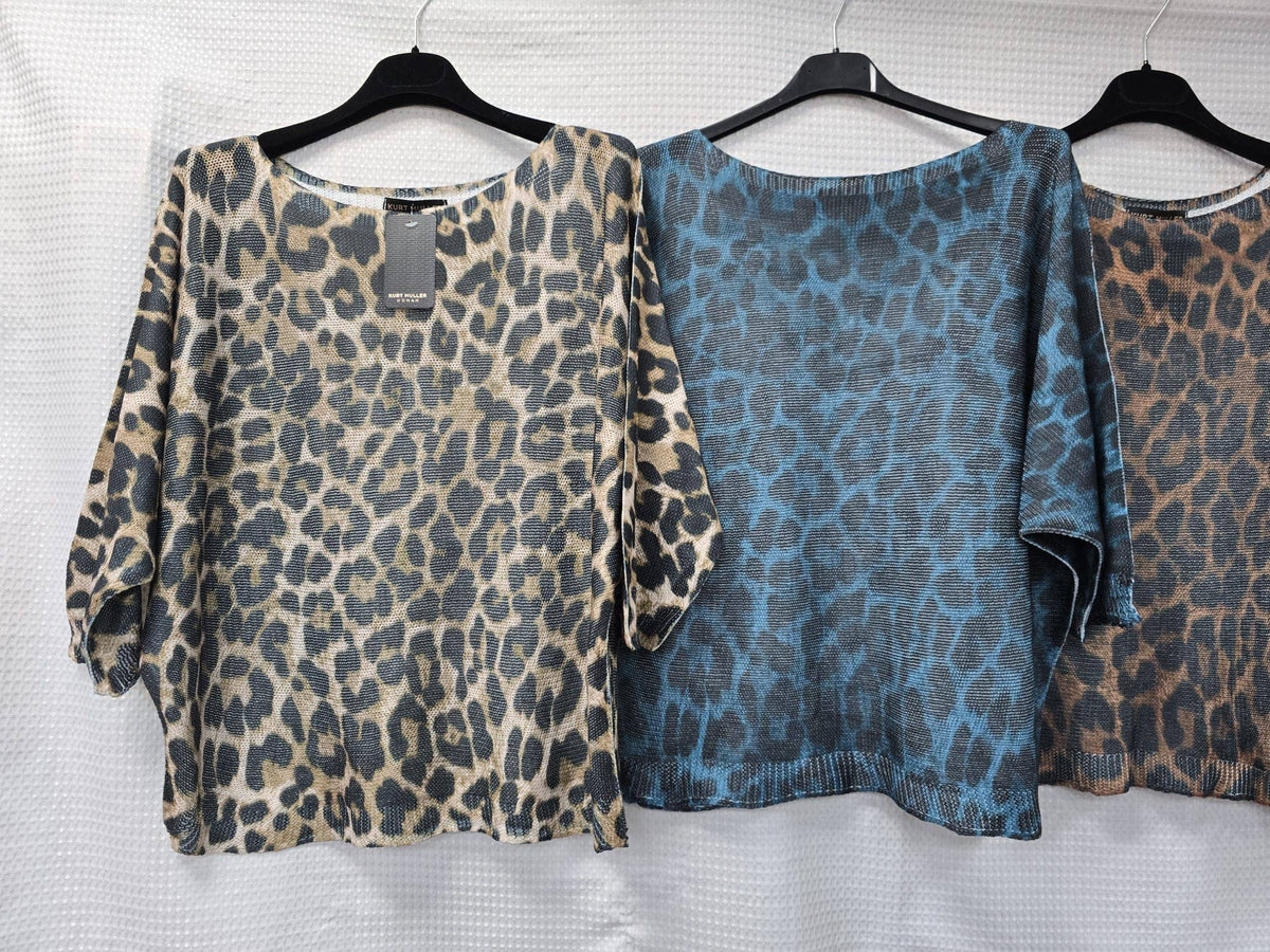 Cheetah Print Fine Mesh Knit Top