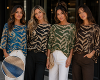 Zebra Printed Fine Mesh Knit Top