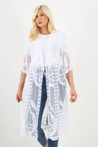 Italian Style Mesh Net Lace Kimono Beach Cover-Up