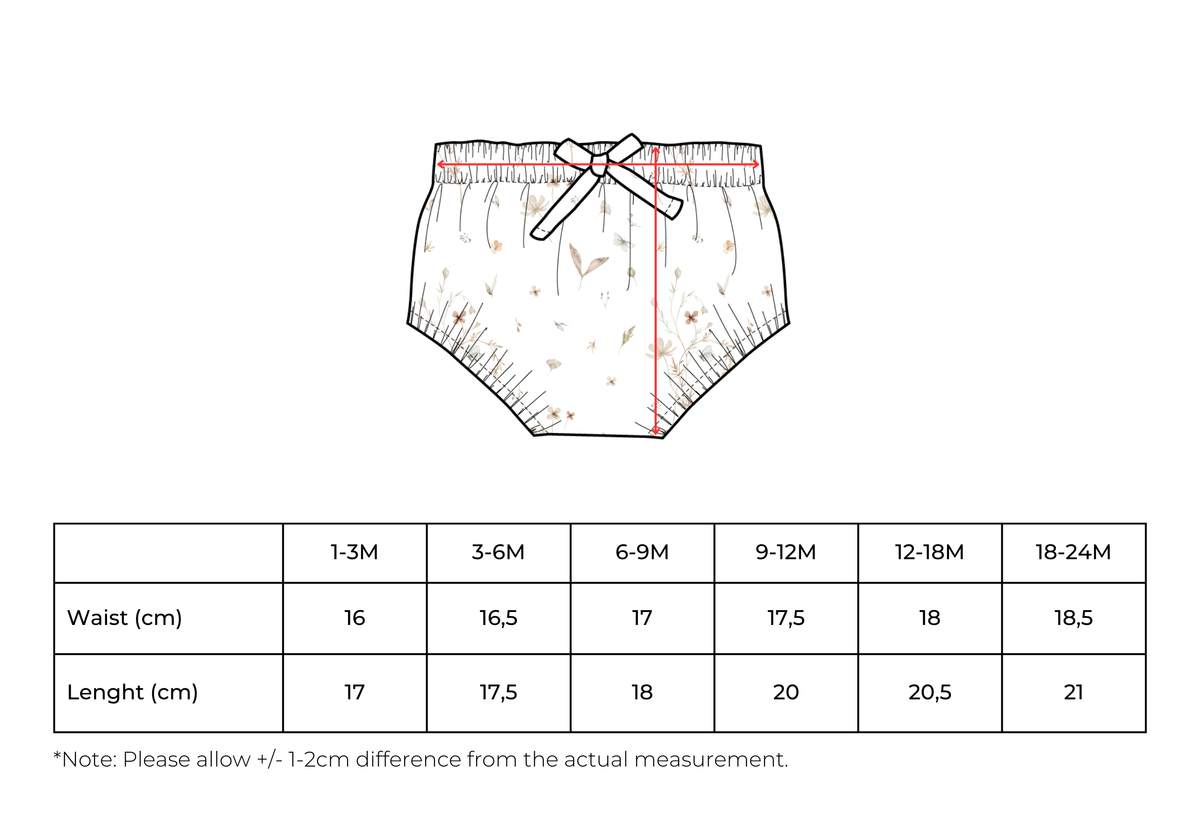 Baby Flower Patterned Muslin Bloomers 100% Cotton