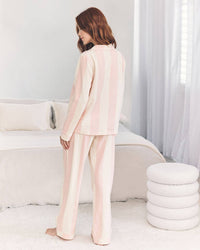 Chelsea Peers - Organic Cotton Stripe Long Pyjama Set - Dusky Pink