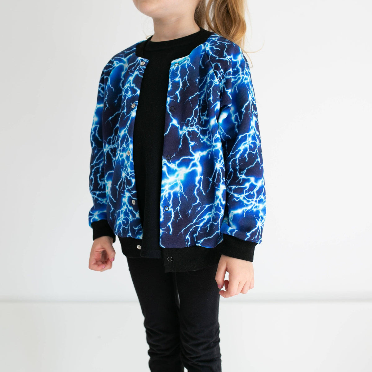 Unisex Kids Lightning Bomber Jacket – Lightweight Fleece