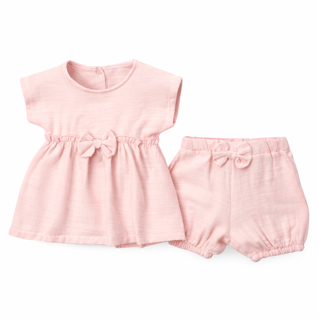 4-Size Pack | Muslin Baby Girl Top & Shorts Set (6-24M)
