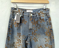 Velour Floral Cotton Denim Inspired Jean