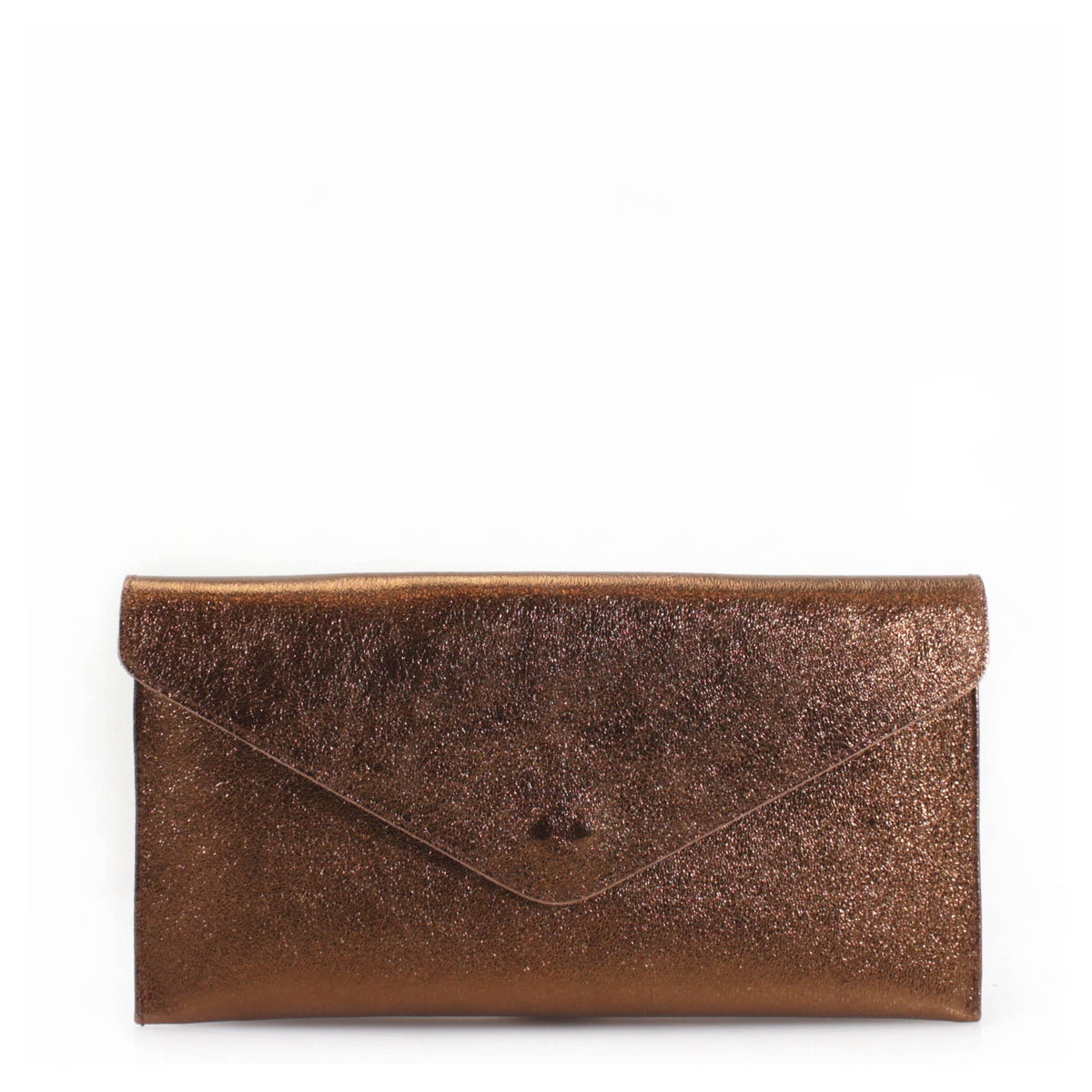 Italian Leather Metallic Envelope Clutch