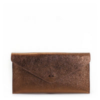 Italian Leather Metallic Envelope Clutch