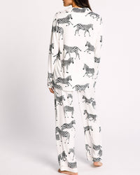 Chelsea Peers - White Zebra Print - Long Sleeved Top and Long Trousers