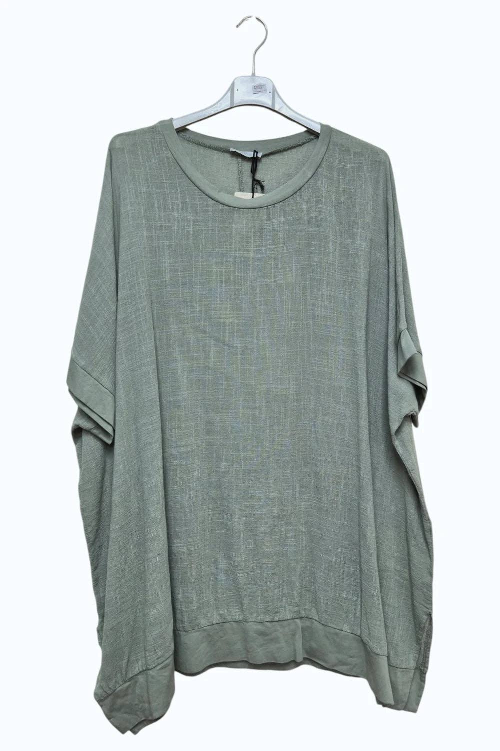 Italian Womens Cotton Oversized Side Slit Tunic Top