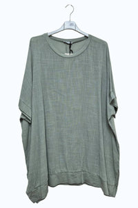 Italian Womens Cotton Oversized Side Slit Tunic Top