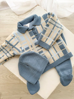 Baby Boy - Check Jumper, Trouser and Hat Set