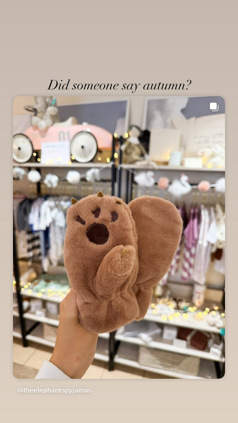 Brown Faux Fur Bear Mittens