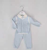 Baby Boy 2pc set 2447  Camel & Blue options - Jumper & Trousers