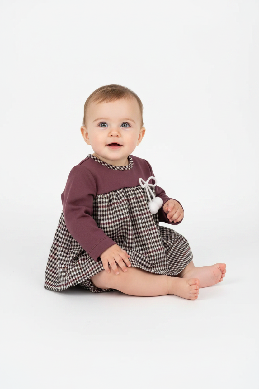Burgundy Tartan - Dress and Bloomers