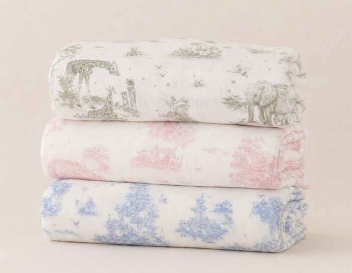 Gilded Bird Toile Bamboo Baby Blanket