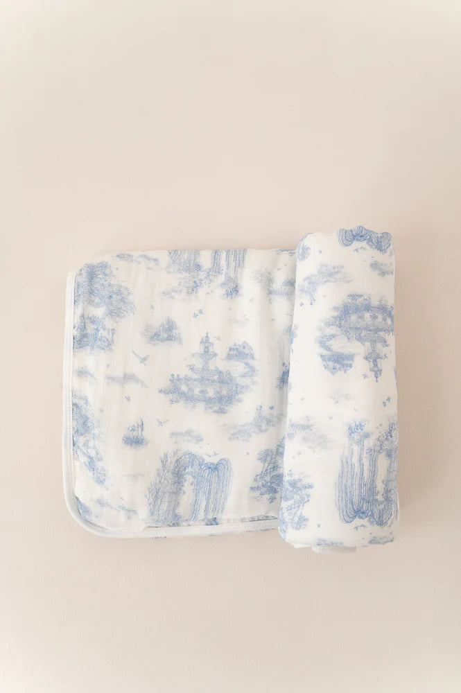 Gilded Bird Toile Bamboo Baby Blanket