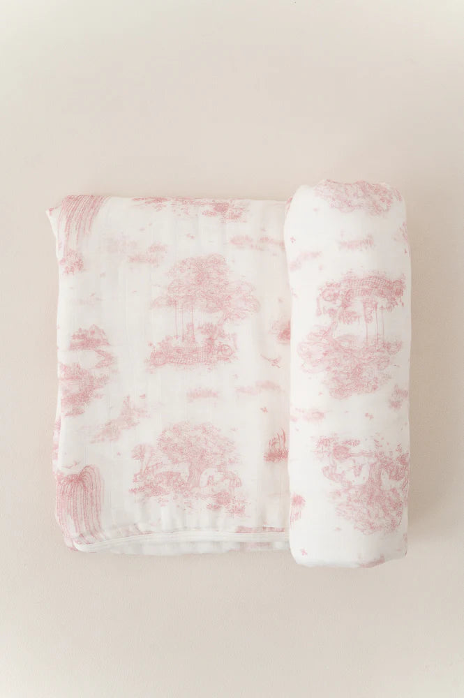 Gilded Bird Toile Bamboo Baby Blanket