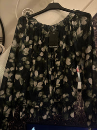 Abstract Floral Ruffle Bardot Blouse