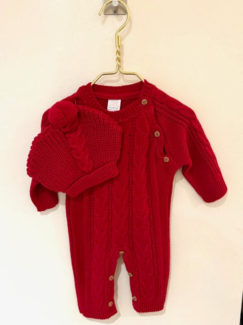 Red All in One with Bobble Hat