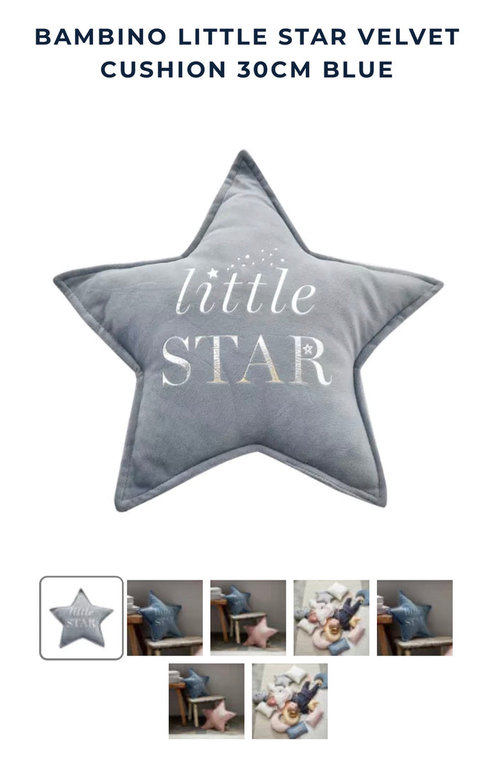 Bambino Little Star Velvet Cushion - 30cm