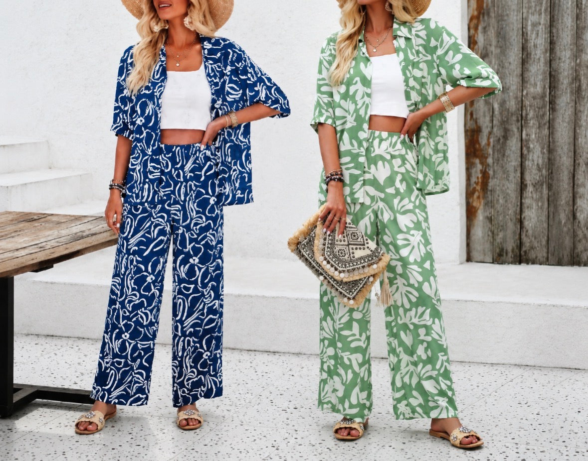 Printed Shirt and Trousers Co-ord Set