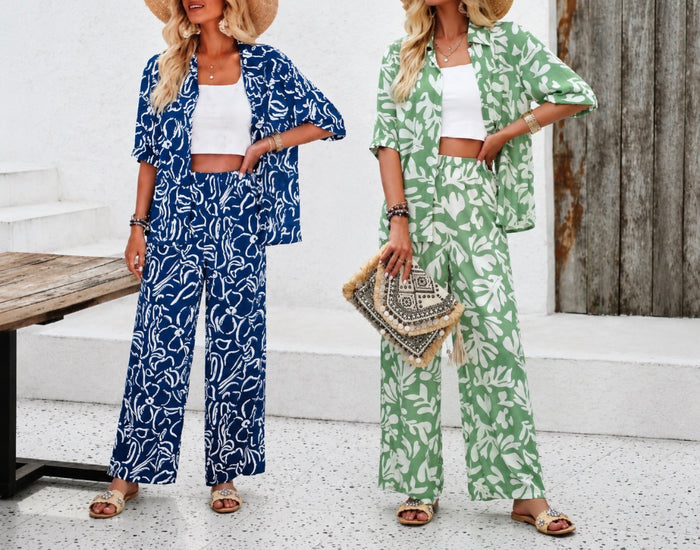Printed Shirt and Trousers Co-ord Set