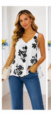 Baroque Print Sleeveless Swing Top