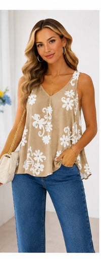 Baroque Print Sleeveless Swing Top