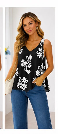 Baroque Print Sleeveless Swing Top