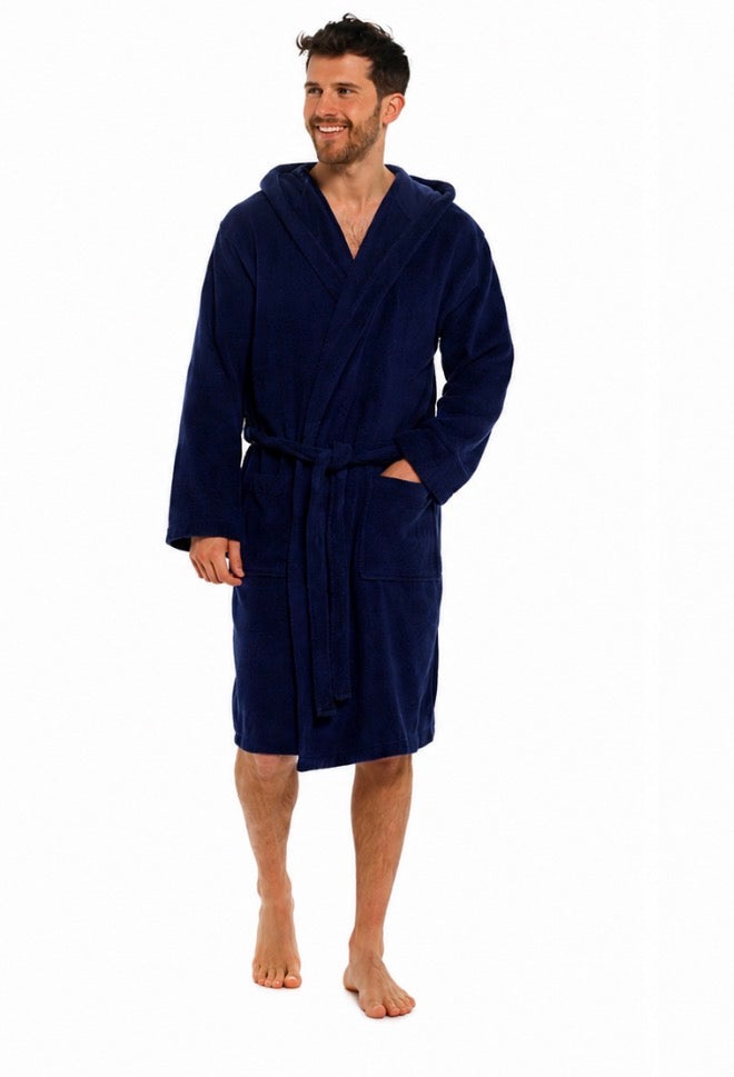 Men's 100% Cotton Hooded Towelling Gown