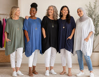 Italian Womens Cotton Oversized Side Slit Tunic Top