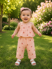 Four Piece Strawberry Pink Strawberry Trouser set