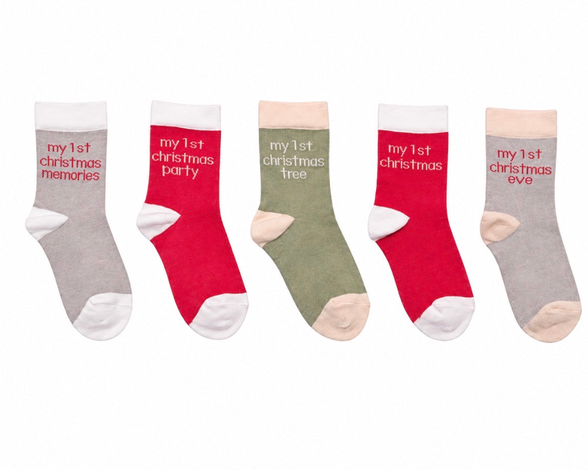 Bambino Socks My First Milestones Pack of 5 Pairs - 2 sizes - 3 Designs