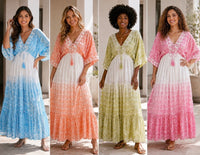 Womens Cotton Printed Maxi Dresses – Multi Colour
