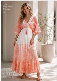 Womens Cotton Printed Maxi Dresses – Multi Colour